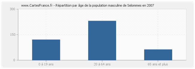 Répartition par âge de la population masculine de Selommes en 2007