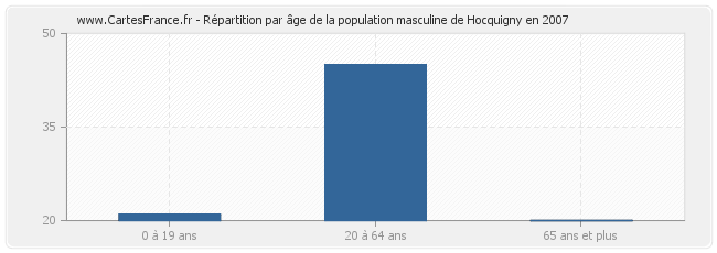Répartition par âge de la population masculine de Hocquigny en 2007