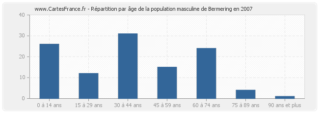 Répartition par âge de la population masculine de Bermering en 2007