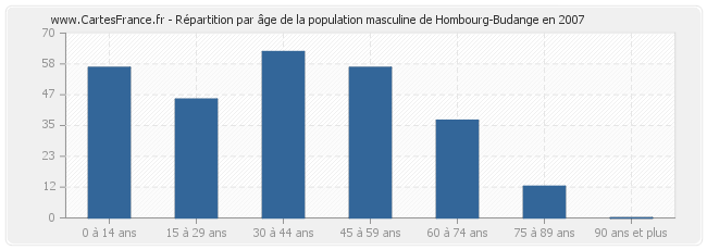 Répartition par âge de la population masculine de Hombourg-Budange en 2007