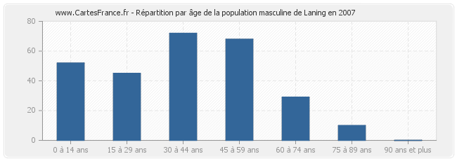 Répartition par âge de la population masculine de Laning en 2007