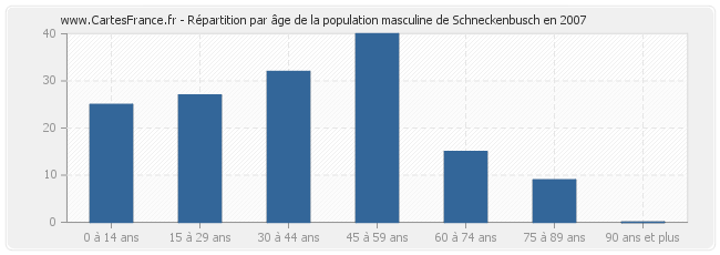 Répartition par âge de la population masculine de Schneckenbusch en 2007