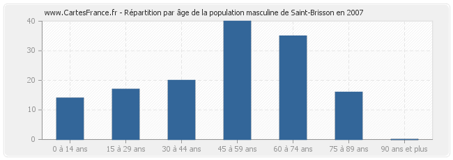 Répartition par âge de la population masculine de Saint-Brisson en 2007