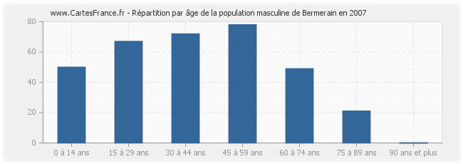 Répartition par âge de la population masculine de Bermerain en 2007
