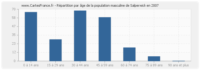 Répartition par âge de la population masculine de Salperwick en 2007