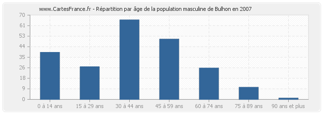 Répartition par âge de la population masculine de Bulhon en 2007
