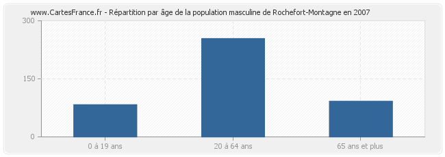 Répartition par âge de la population masculine de Rochefort-Montagne en 2007