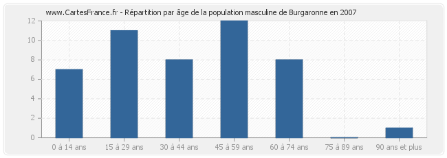 Répartition par âge de la population masculine de Burgaronne en 2007