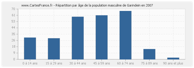 Répartition par âge de la population masculine de Garindein en 2007