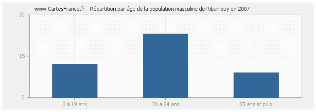 Répartition par âge de la population masculine de Ribarrouy en 2007