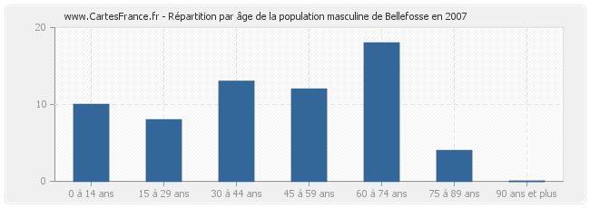 Répartition par âge de la population masculine de Bellefosse en 2007