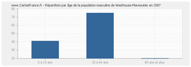 Répartition par âge de la population masculine de Westhouse-Marmoutier en 2007