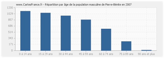 Répartition par âge de la population masculine de Pierre-Bénite en 2007