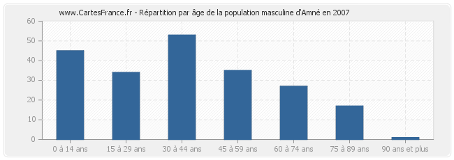 Répartition par âge de la population masculine d'Amné en 2007