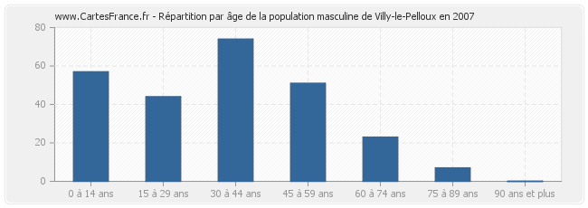 Répartition par âge de la population masculine de Villy-le-Pelloux en 2007