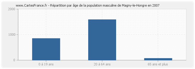 Répartition par âge de la population masculine de Magny-le-Hongre en 2007