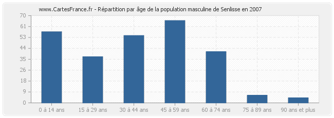 Répartition par âge de la population masculine de Senlisse en 2007