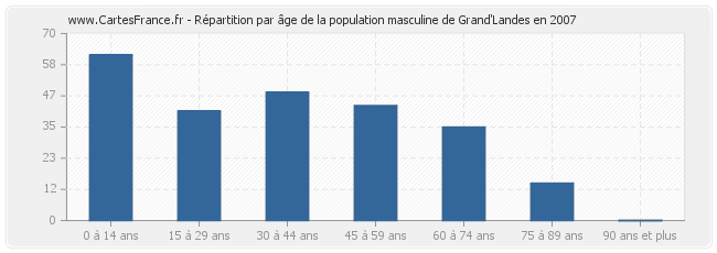 Répartition par âge de la population masculine de Grand'Landes en 2007