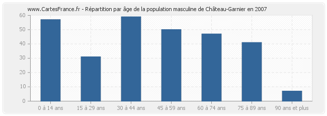 Répartition par âge de la population masculine de Château-Garnier en 2007