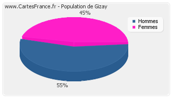 Répartition de la population de Gizay en 2007