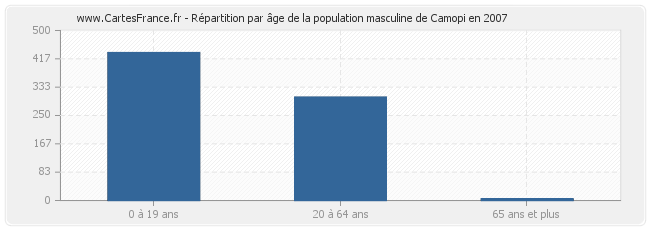 Répartition par âge de la population masculine de Camopi en 2007